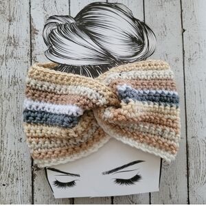 Crocheted Twist Front Ear Warmer Women's Headband